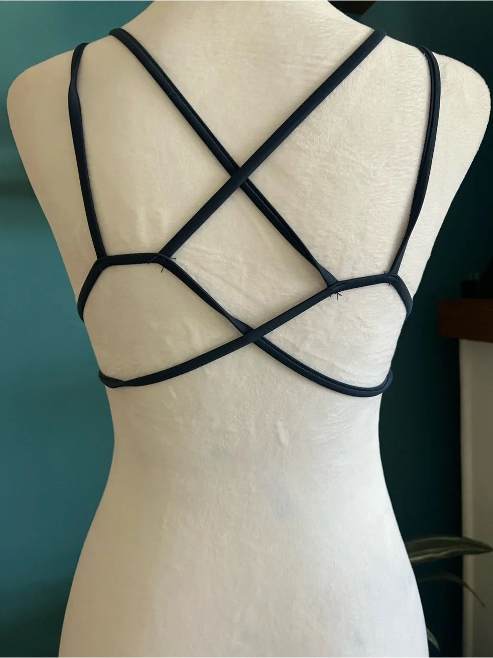 Frankie's Bikinis High-Neck Double-Strap Bralette in Navy